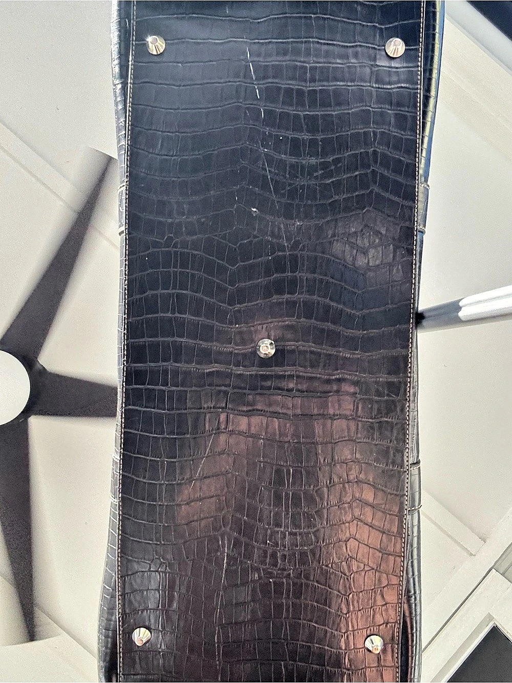 Prada Crocodile-Embossed Tote in Black